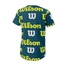 Wilson Tennis Tshirt All Over Logo Tech (Baumwollmix) blaugrün Jungen